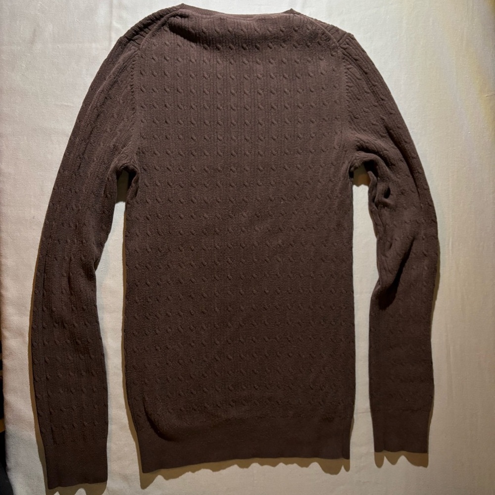 Vintage GAP Women’s Brown Cable Knit Crewneck Sweater - Picture 4 of 9